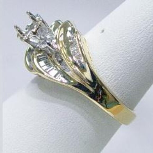 14Kt Yellow Gold 2/3-Carat Diamond 5mm Round Semi-Mount Marriage Ring - Picture 7 of 7